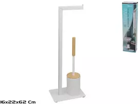 Sąsagos Laikiklis tualetiniam popieriui su šepečiu balta 16.00 x 22.00 x 62.00 BATH&GO