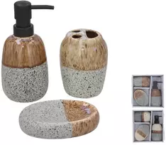 Bathgo „Gerimport Merida“ keraminių vonios reikmenų rinkinys, muilo dozatorius ir dantų šepetėlių laikiklis, 8,00 x 8,00 x