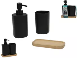 Lumarko Rinkinys muilo dozatorius ir dantų šepetėlio laikiklis juoda 9.00 x 16.00 x 18.00 BATH&GO