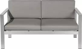 Beliani Sodo suoliukas su pagalve SALERNO 142 cm metalinis tamsiai pilkas
