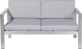 Beliani Sodo suoliukas su pagalve SALERNO 142 cm metalinis šviesiai pilkas