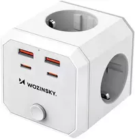 Wozinsky WKZ-4B Power Cube 4x AC 2x USB-A 2x USB-C PD 20 W 4000 W - Baltas