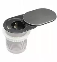 Plastrol Baldinis lizdas Montuojamas, 1 kištukinė jungtis, 1 USB-A jungtis, schuko