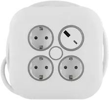 Plastrol Įvyniojamas ilgintuvas 10m 3×1,5mm², 16A, su terminiu apsaugu, 3x kištukiniai lizdai Schuko, 1x USB-C, 1x USB-A