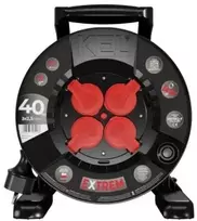 KEL Būgninis ilgintuvas extrem line, 4x2p+su, ip44, 16a, h07bq-f, 3×2,5, 40m, juoda