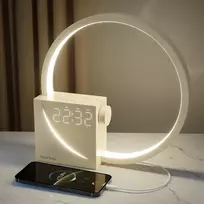blonbar naktinė LED lempa su žadintuvu, USB 10 W įkrovimu ir lietiminiu valdymu AJ300DBeige