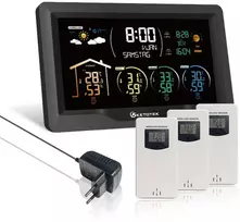 KETOTEK belaidė meteorologinė stotelė su 3 lauko jutikliais, 7.5 col. LCD E0162-DE