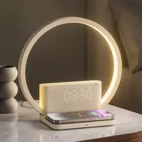 blonbar žadintuvas su šviesos funkcija, LED lempa, Qi 10 W įkrovimu ir modeliu AJ310B