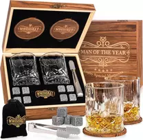 Whisiskey viskio taurių rinkinys su vėsinimo akmenimis, 2 x 310 ml, Man of the Year