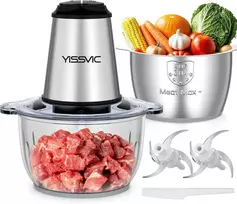 YISSVIC elektrinis maisto smulkintuvas 2 l, 500 W, su dviem dubenimis Y-JR01