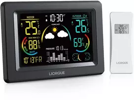 LIORQUE belaidė meteorologinė stotelė su 5,9 col. LCD ekranu ir lauko jutikliu E0397