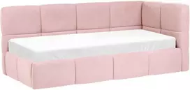 Beliani Dienos lova JACOU 90 x 200 cm su patalynės dėže, dešininė, rožinė