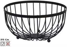 Juodas metalinis vaisių dubuo 25x25x13 cm, KITCHEN&GO