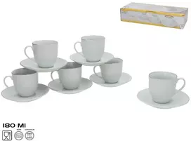 6 puodelių su lėkštutėmis rinkinys, 8 x 13,5 x 13,5 cm, KITCHEN&GO