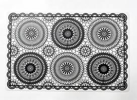 Stalo padėkliukas Domoletti Simple Mandala KSKHLG-249, 43.5 cm x 28 cm, Juoda sp.