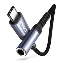 BWOO BZ47 USB-C į 3.5mm AUX Garso Adapteris, Juodas