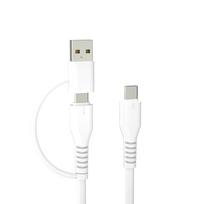 „Forever Recycling“ 2-in-1 laidas USB-C į USB-C / USB-A, 1.5m, 3A, baltas