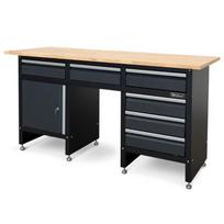 Darbastalis su 6 stalčiais, spintele ir mediniu stalviršiu 171 x 60 cm Weber
