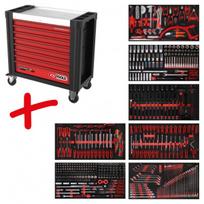 Įrankių vežimėlio komplektas Performanceplus P25 su 510 įrankiais, 7 stalčių KS Tools