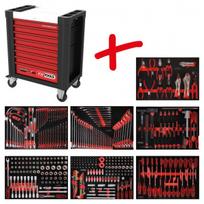 Įrankių vežimėlio komplektas Performanceplus P10 su 399 įrankiais, 7 stalčių KS Tools