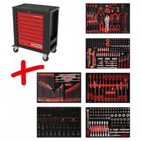 Įrankių vežimėlio komplektas Performanceplus P15 su 423 įrankiais, 6 stalčių KS Tools