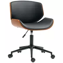 Namų biuro kėdė iš dirbtinės odos, reguliuojamo aukščio, pasukama kėdė, atlaiko iki 135 kg, 52 x 54 x 74–84 cm, juoda+riešuto rudos spalvos