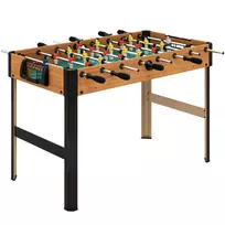 HOMCOM stalo futbolo žaidimas, 2 kamuoliai, neslystančios rankenos, vaikams ir suaugusiems, taškų skaitiklis, MDF, metalas, spalvingas