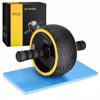 Pilvo preso ratukas 4FIZJO AB Wheel XL, juodas / geltonas