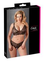 Cottelli curves Bra and String black 3XL Plius dydžio seksuali apranga