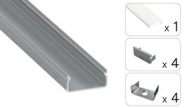 LED profilio komplektas EGEN paviršinis platus, aliuminis, anoduotas, matinis dangtelis  2.02 m