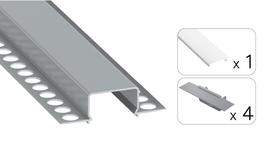 LED profilio komplektas HORST priglaistomas platus, aliuminis, anoduotas, baltas dangtelis  2.02 m