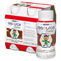 NESTLE Resource® Junior ar šokolādes garšu, 4 gab. po 200 ml