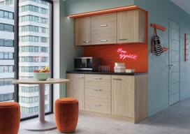 Biuro virtuvėlė Ergostock Oak Kitchenette su kavos staliuku