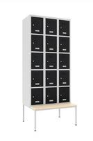 Metalinė spintelė Classic 3R su suoliuku, 15 skyrelių