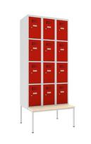 Metalinė spintelė Classic 3R su suoliuku, 12 skyrelių