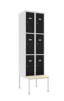 Metalinė spintelė Classic 2R su suoliuku, 6 skyriai
