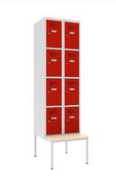 Metalinė spintelė Classic 2R su suoliuku, 8 skyrių