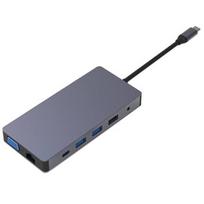Adapteris - Papildomas skaitmeninis USB Type-C hubas 2x HDMI, VGA, LAN, 3x USB-A, SD, TF, PD100W