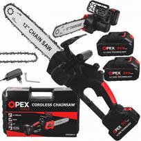 Akumuliatorinis grandininis pjūklas OPEX TOOLS OPX28014, 12" 21V 3.0Ah, juodas/raudonas
