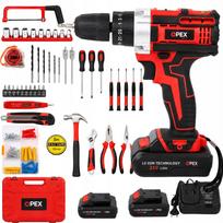 OPEX TOOLS OPX28034 21V akumuliatorinis smūginis gręžtuvas su įrankių rinkiniu