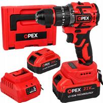 OPEX TOOLS OPX28037 Akumuliatorinis gręžtuvas-suktuvas, 21V, 2x 3.0Ah, 50Nm