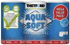 Minkštas, ekologiškas kempingo tualetinis popierius Thetford Aqua Soft 6 vnt. pakuotė