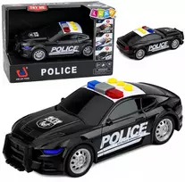 Lean Toys Policijos automobilis su šviesos ir garso efektais, juodas, 16,5 × 7 × 5 cm
