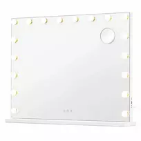 Songmics Kosmetinis veidrodis su 18 reguliuojamo ryškumo LED lempučių, matinės baltos spalvos, 62 × 80 × 5,7 cm