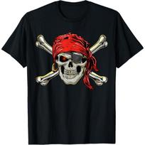 Pirate Costume Skull and Crossbones Jolly Roger Pirate T-Shirt S juoda