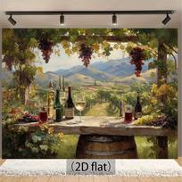 2D itališko vyno daryklos fonas vynuogynas vyno statinė vakarėlio nuotraukos fonas 70.9x43.3inch/180*110cm brown