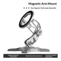 Magnetic Desk Phone Stand Metal Foldable Mechanical Arm Holder Fit Android Tablet Bracket Live Streaming Hands Free Multi Angle gray