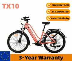 New TX10 1000W 48V19.2Ah Adult Ladies Best Electrical Bike 45KM/H Electric Bicycle 27.5 Inch City E-Bike for Efficient Commute New TX10-PK-YY//