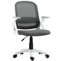 Kvėpuojanti tinklinė biuro kėdė, ergonomiška sukamoji kėdė su atlenkiamais porankiais ir juosmens atrama, pilka