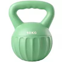 Kettlebell svarmuo 6 kg, užpildytas smėliu, pradedantiesiems, treniruotėms namuose, 21 x 21 x 27 cm, žalias